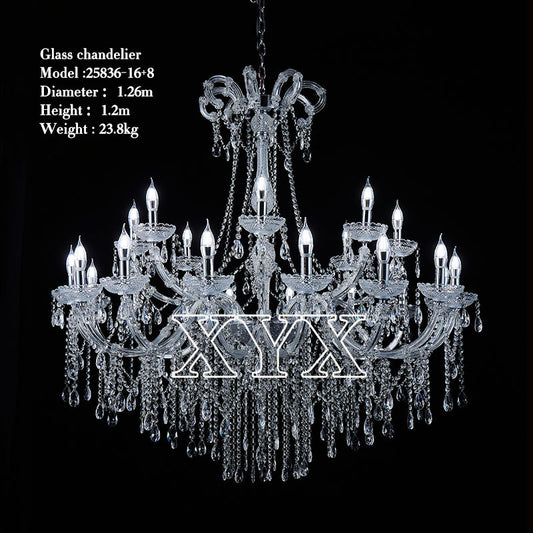 42.5" Grand 3-Tier Wedding Chandelier - 24 Lights Luxury Stage Decor