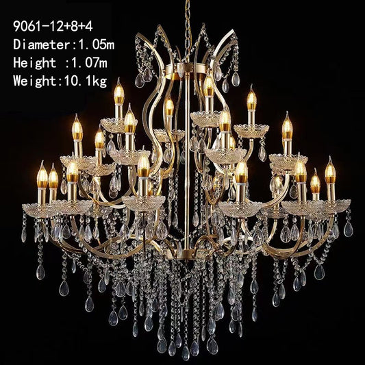 Grand Acrylic Crystal Chandelier: 24-Light Event Lighting