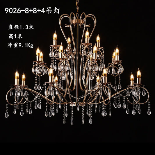 42.5" Tiered 24-Light Grand Chandelier - Chrome Acrylic Crystal