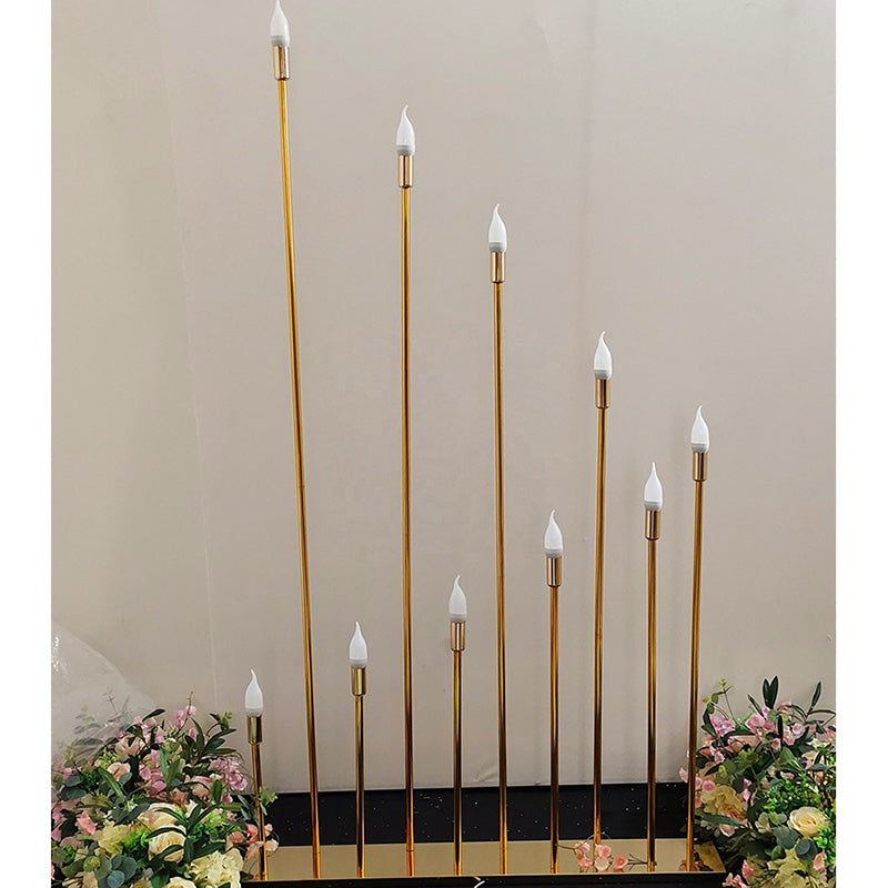 Gold Metal Candle Holder: 5-Head Flower Stand Decor