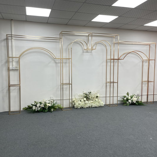 Heavy-Duty Mirror Gold Arch - 3D Stainless Steel Pro Backdrop Stand