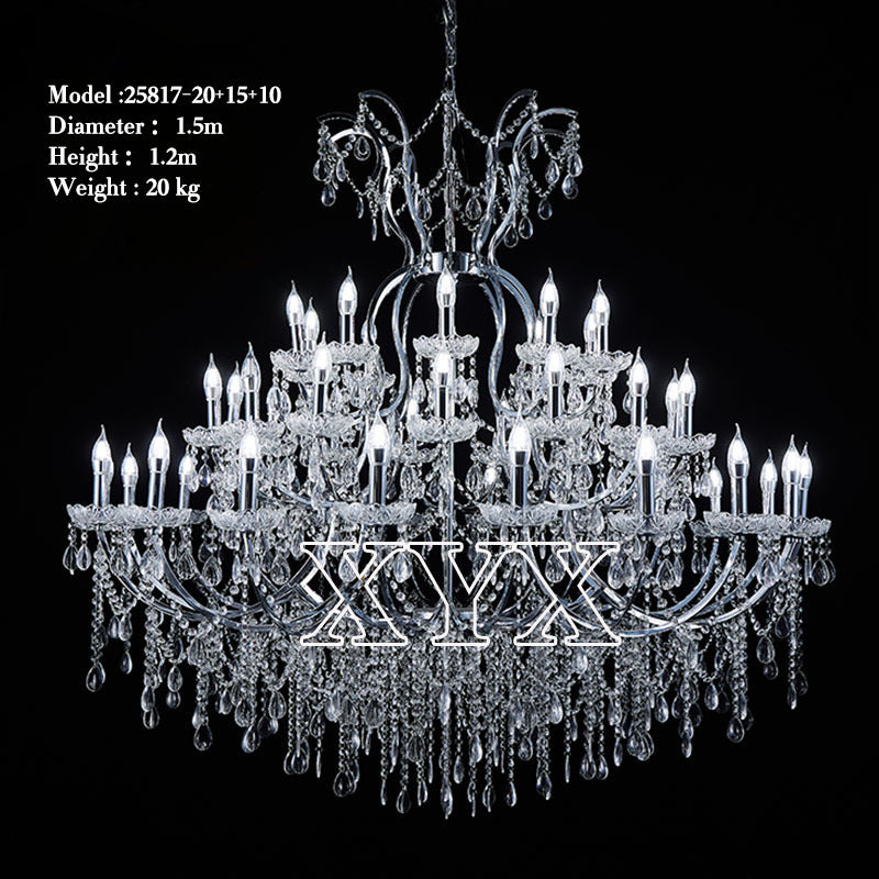 42.5" Chrome 24-Light Grand Chandelier Wedding Stage Decor Custom Factory