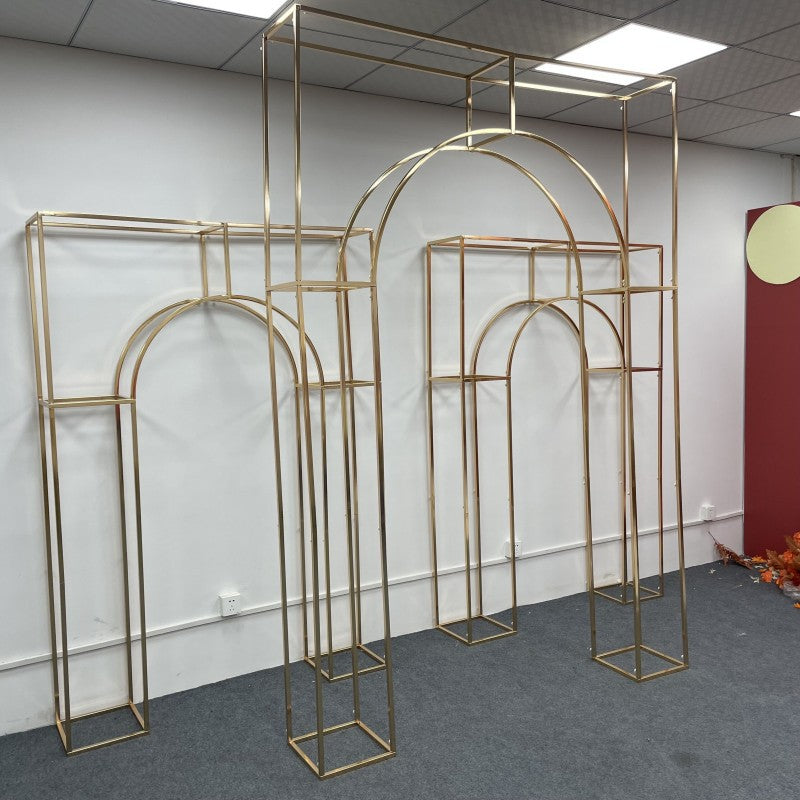Custom Gold Metal Arch: Rectangular Backdrop for Events