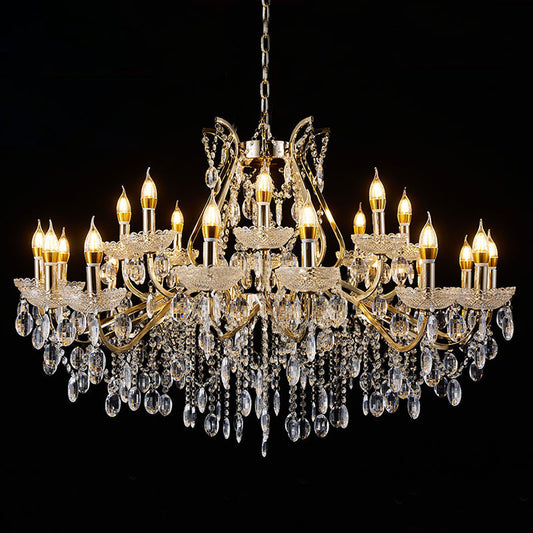 42.5" Grand 3-Tier Wedding Chandelier - 24 Lights Luxury Stage Decor