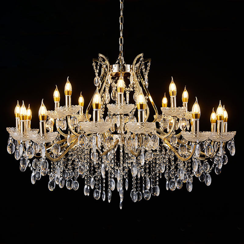 42.5" Grand 3-Tier Wedding Chandelier - 24 Lights Luxury Stage Decor