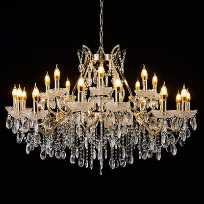 42.5" Grand 3-Tier Wedding Chandelier - 24 Lights Luxury Stage Decor