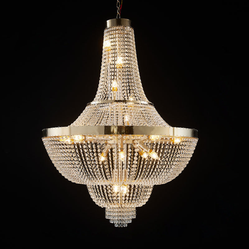 24-Light Tiered Crystal Chandelier - 1.08m Luxury Decor
