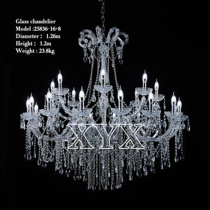 42.5" Grand 3-Tier Wedding Chandelier - 24 Lights Luxury Stage Decor