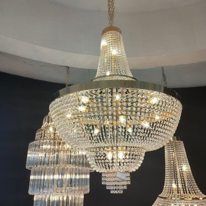 24-Light Tiered Crystal Chandelier - 1.08m Luxury Decor