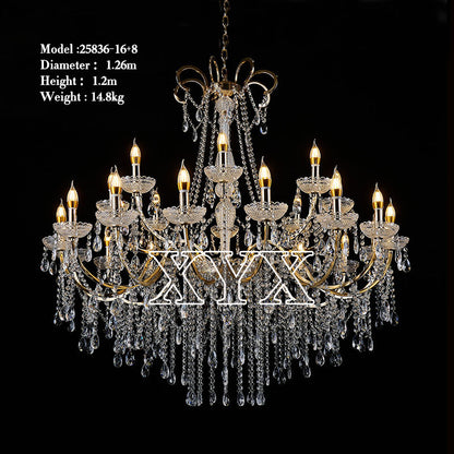 42.5" Grand 3-Tier Wedding Chandelier - 24 Lights Luxury Stage Decor
