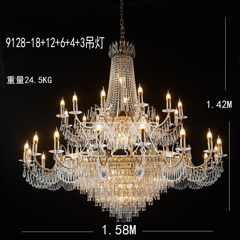 24-Light Tiered Crystal Chandelier - 1.08m Luxury Decor