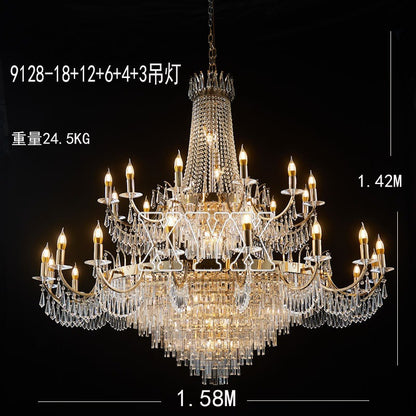 24-Light Tiered Crystal Chandelier - 1.08m Luxury Decor