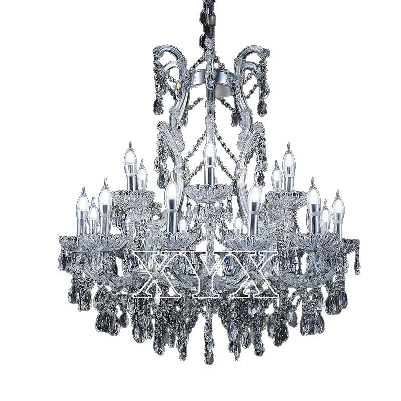 42.5" Grand 3-Tier Wedding Chandelier - 24 Lights Luxury Stage Decor