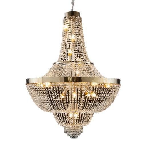 24-Light Tiered Crystal Chandelier - 1.08m Luxury Decor