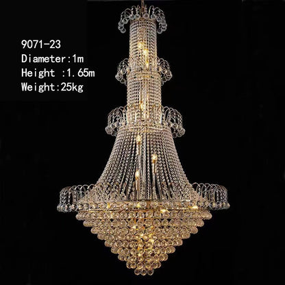 24-Light Tiered Crystal Chandelier - 1.08m Luxury Decor