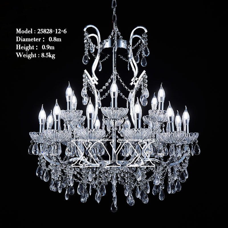 42.5" Grand 3-Tier Wedding Chandelier - 24 Lights Luxury Stage Decor