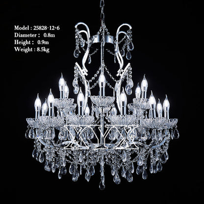 42.5" Grand 3-Tier Wedding Chandelier - 24 Lights Luxury Stage Decor