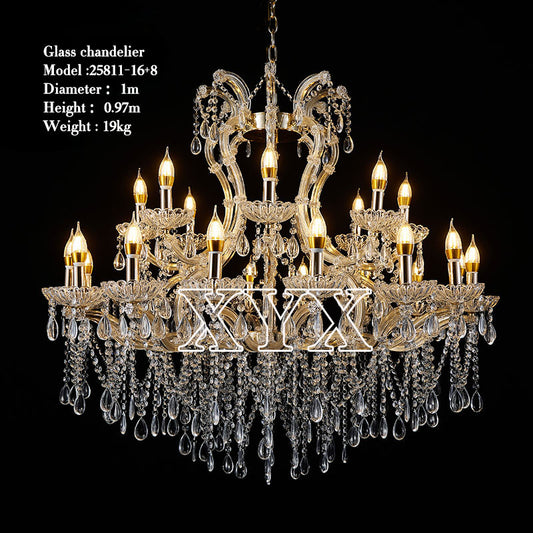 42.5" Chrome 24-Light Grand Chandelier Wedding Stage Decor
