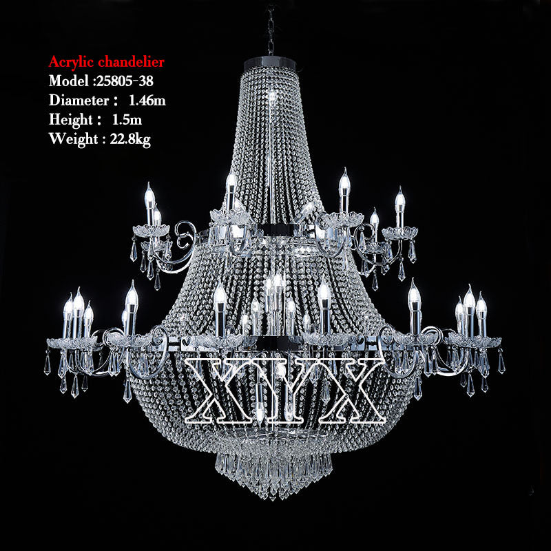42.5" Tiered 24-Light Grand Chandelier - Wedding & Event Decor
