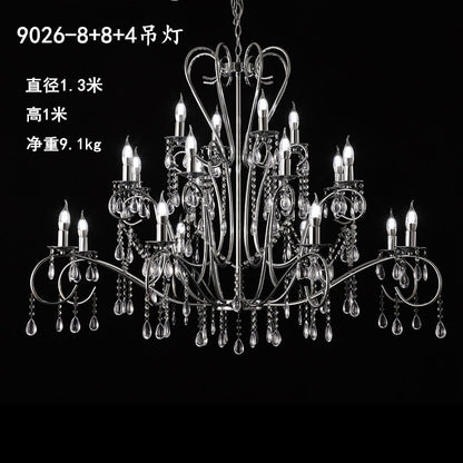 42.5" Tiered 24-Light Grand Chandelier - Chrome Acrylic Crystal