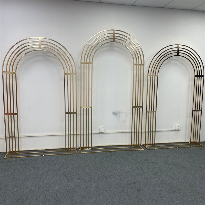 Gold Metal Square Backdrop: Wedding Arch for Events