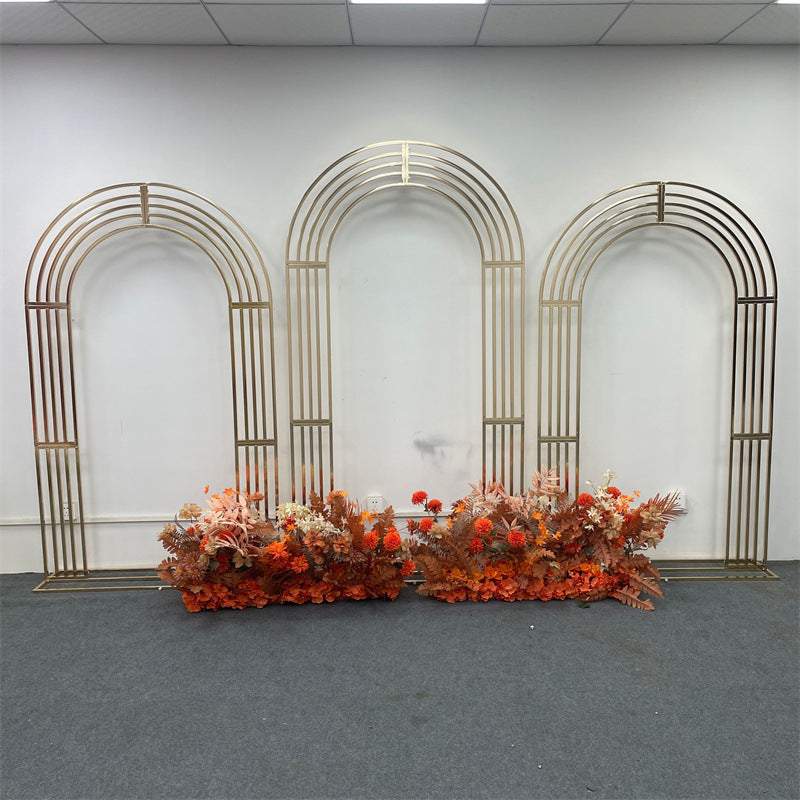 Gold Metal Square Backdrop: Wedding Arch for Events