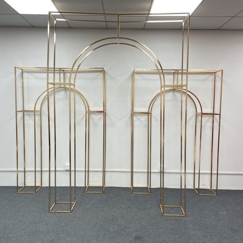 Custom Gold Metal Arch: Rectangular Backdrop for Events