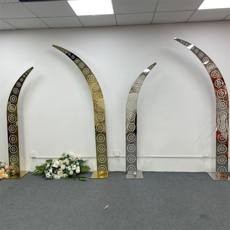 Luxe Shiny Gold Wedding Arch - Heavy-Duty Metal Backdrop Stand