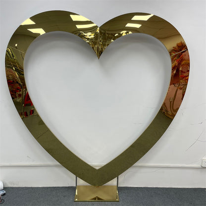 Shiny Gold Heart Wedding Arch - Stainless Steel Backdrop