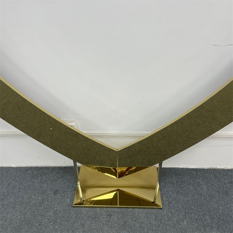 Shiny Gold Heart Wedding Arch - Stainless Steel Backdrop