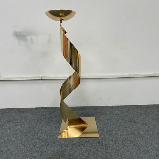 Tall Luxe Gold Floral Tower - Geometric Metal Wedding Centerpiece