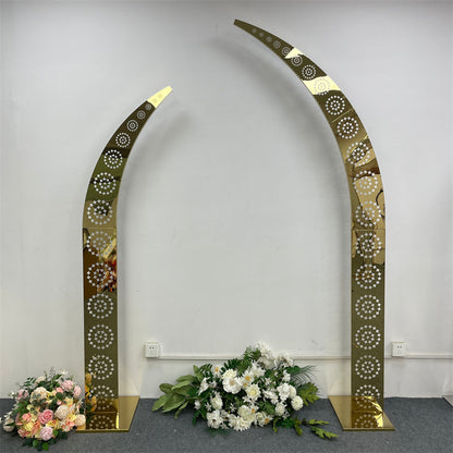Luxe Shiny Gold Wedding Arch - Heavy-Duty Metal Backdrop Stand