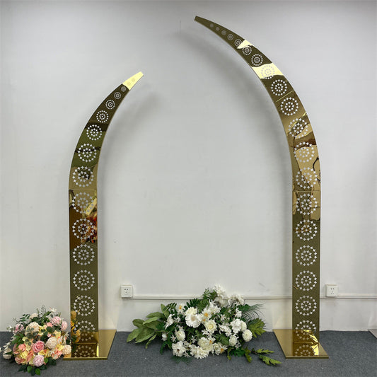 Luxe Shiny Gold Wedding Arch - Heavy-Duty Metal Backdrop Stand