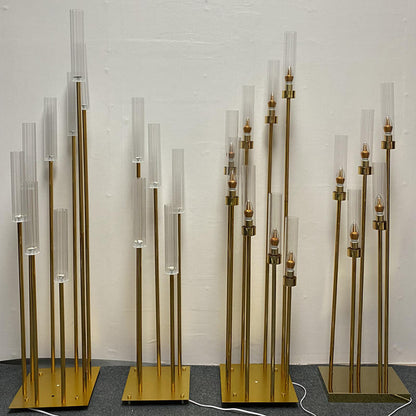 Gold Metal Candle Holder: 5-Head Flower Stand Decor