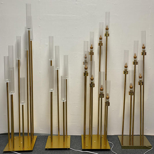 Gold Metal Candle Holder: 5-Head Flower Stand Decor