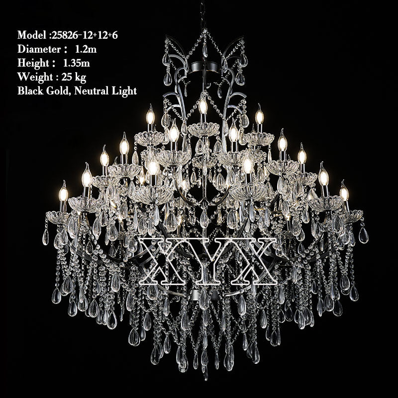 42.5" Chrome 24-Light Grand Chandelier Wedding Stage Decor
