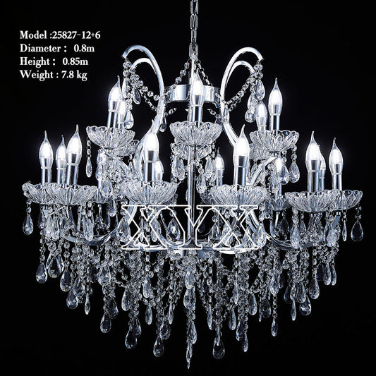 42.5" Chrome 24-Light Grand Chandelier Wedding Stage Decor