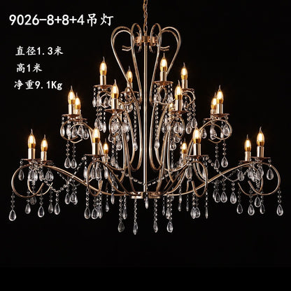 42.5" Tiered 24-Light Grand Chandelier - Chrome Acrylic Crystal