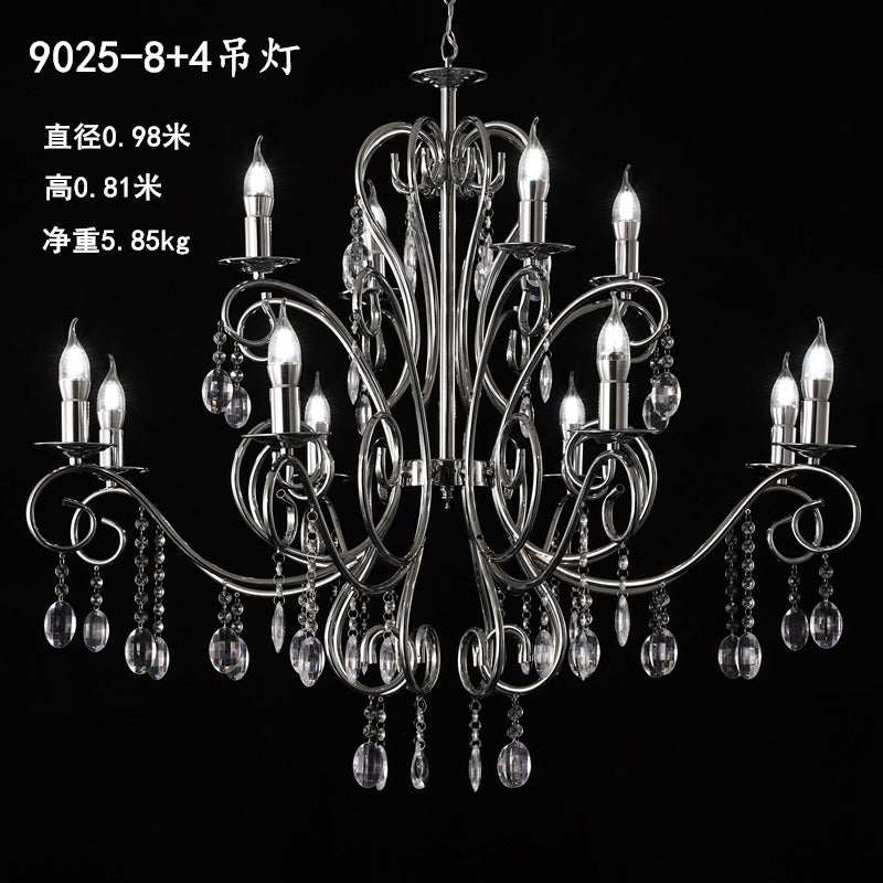 42.5" Tiered 24-Light Grand Chandelier - Chrome Acrylic Crystal