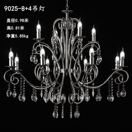 42.5" Tiered 24-Light Grand Chandelier - Chrome Acrylic Crystal