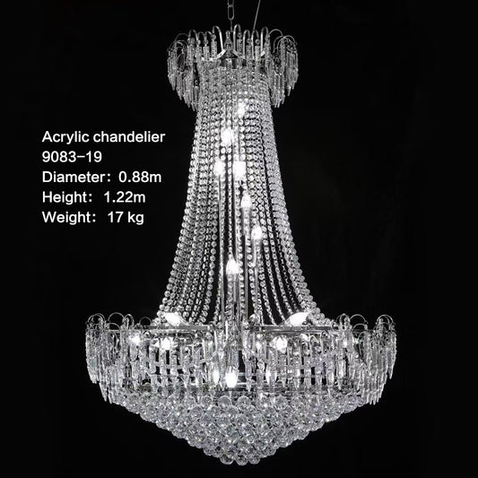 42.5" Clear 3-Tier 24-Light Grand Chandelier Wedding Lobby Decor Factory Direct