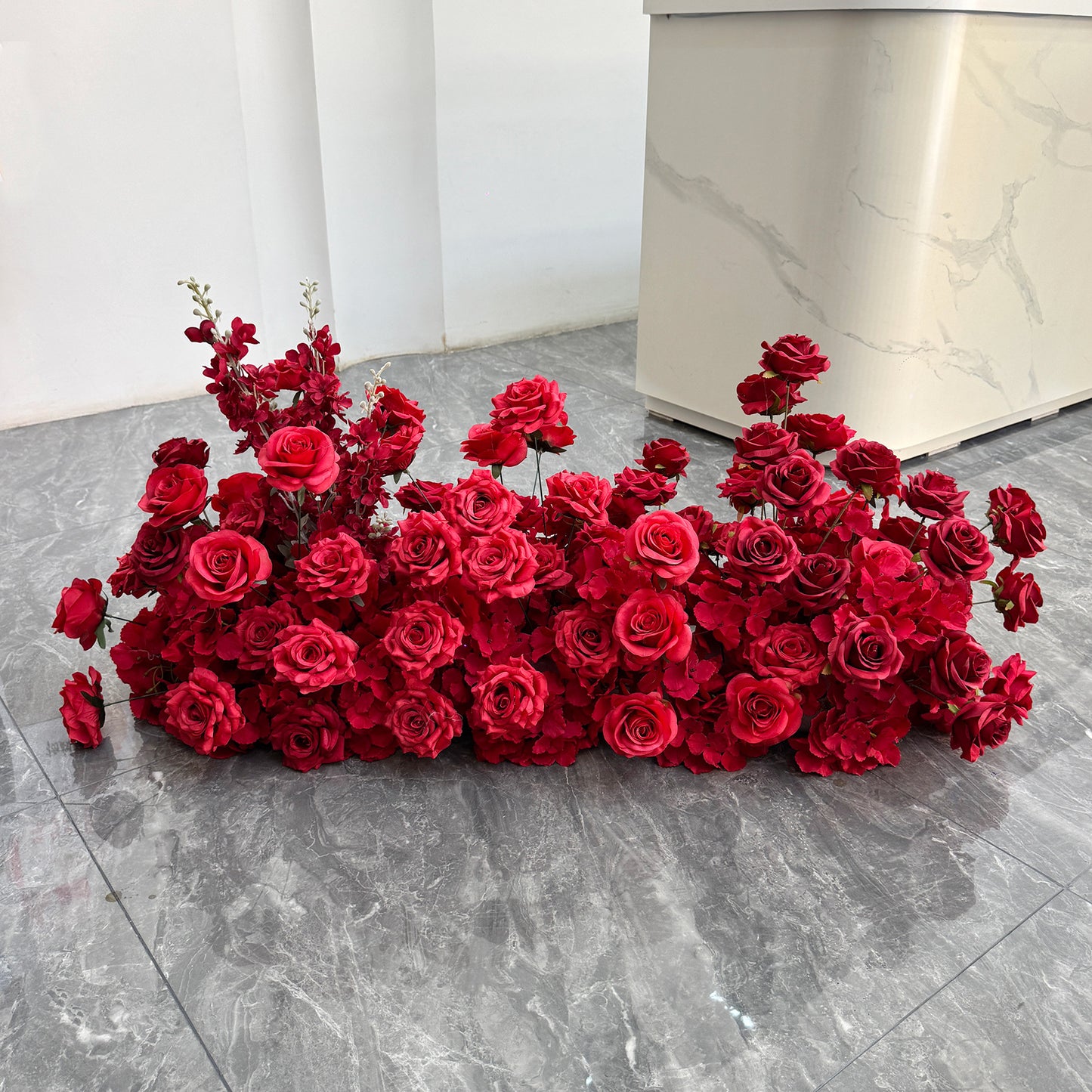 8ft Red Heart-Shaped Rose Floral Arch - Factory Custom