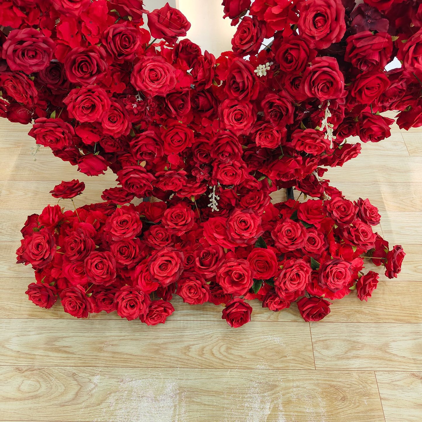 8ft Red Heart-Shaped Rose Floral Arch - Factory Custom