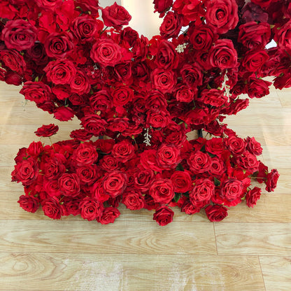 8ft Red Heart-Shaped Rose Floral Arch - Factory Custom