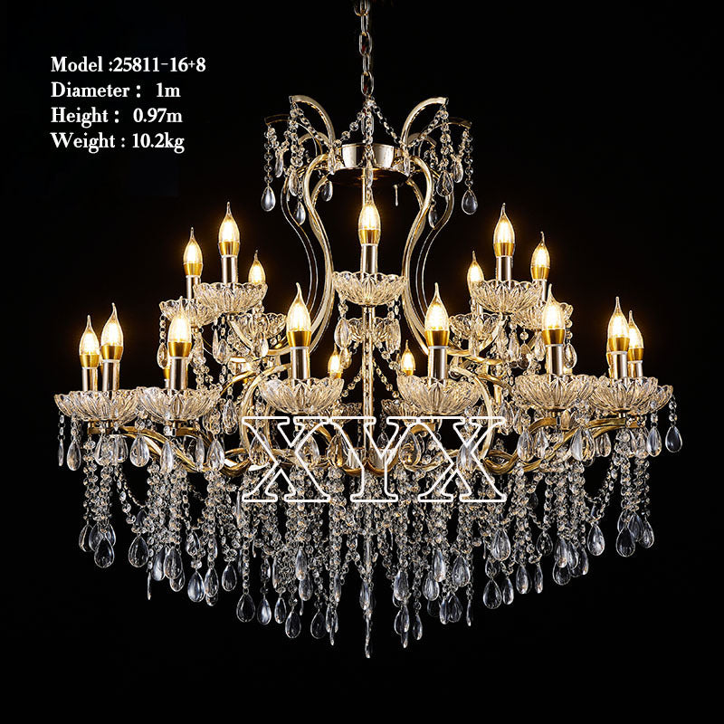 42.5" Chrome 24-Light Grand Chandelier Wedding Stage Decor