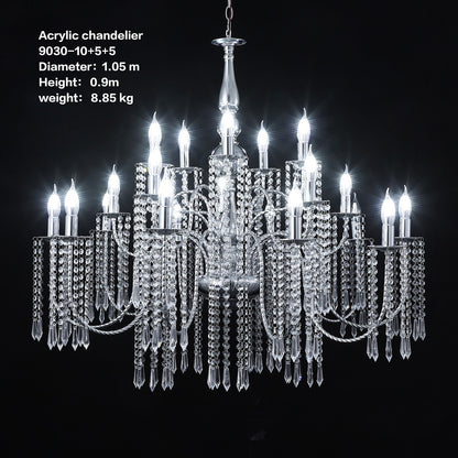 42.5" Clear 3-Tier 24-Light Grand Chandelier Wedding Lobby Decor Factory Direct