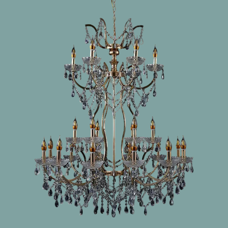 12-Light Golden Wrought Iron Chandelier (38")
