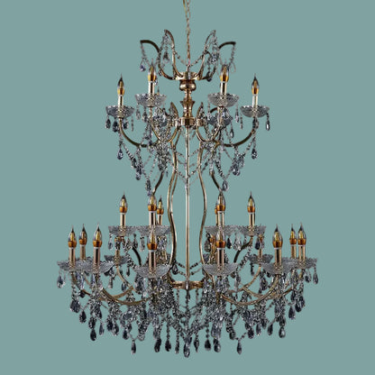 12-Light Golden Wrought Iron Chandelier (38")
