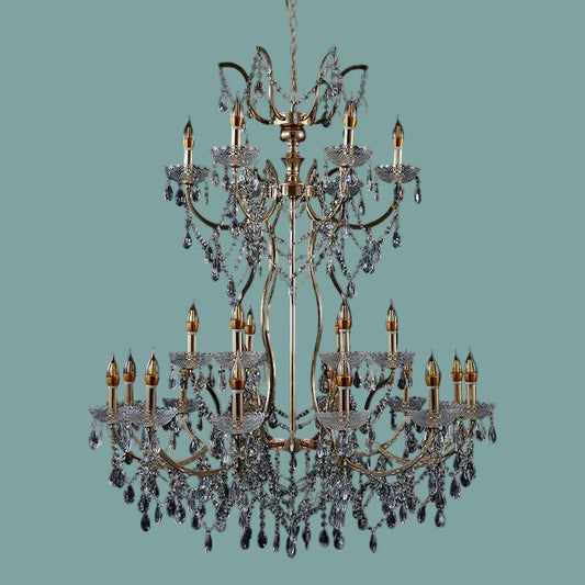 12-Light Golden Wrought Iron Chandelier (38")