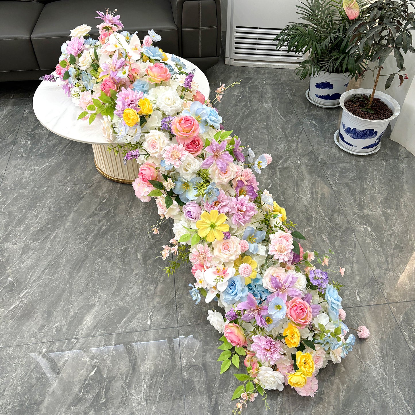 8ft Artificial Silk Flower Row - Wedding Road Guide & Table Runner
